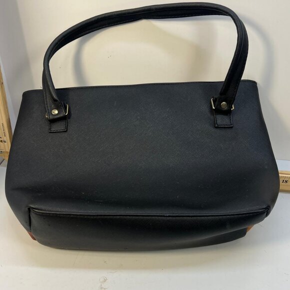 Disney Mickey Minnie Mouse Women's Tote Bag Brown Black Large Shoulder Handbag - Picture 2 of 3